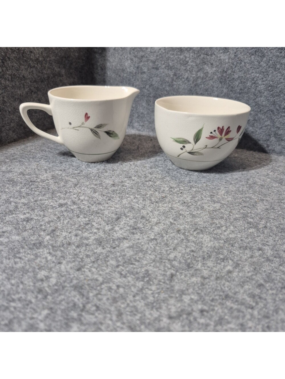 Terrastone Camellia Floral Ceramic Creamer & Sugar Bowl Set 2pc Dishwasher